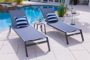 akoya outdoor essentials juno 3 piece chaise lounge chair set in charcoal