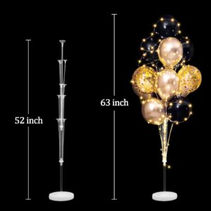 Balloon Centerpieces for Floor with String Light 2 Set Black Balloon Stand Kit Holder Decoration for Wedding Adult Birthday Party Men Bachelor Party