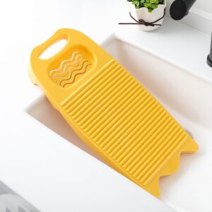 Plastics Clothes Washboards Laundry Board Household Hand Washing Board with Soap Holder Portable Hand Washing Clothes Tool Scrubboards Clothes Cleaning Tools for Home School Dormitory (Yellow)