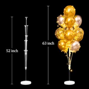 Cicicooie Balloon Stand Kit for Floor with String Light 2 Set Gold and Silver Centerpieces Balloon Holder Decoration for Wedding Adult Birthday Party Bachelorette Party Graduation