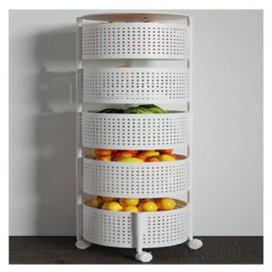 amdhz +rotating storage shelves for kitchen plastic storage rack circular rotation shelf free installation removable storage shelf white (color : white, size : five layers)