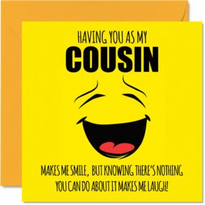 funny birthday cards for cousin - make me smile - joke happy birthday card for cousin from relative, cousin birthday gifts, 5.7 x 5.7 inch birthday greeting cards gift for cousin