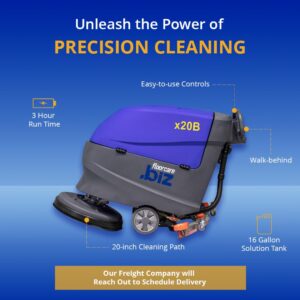 USA-CLEAN Commercial Auto Floor Scrubber Machine - Walk-Behind, Battery-Powered - 20" Cleaning Path, 16-Gallon Tank - High Performance, Easy Operation - All Parts Included (x20B)