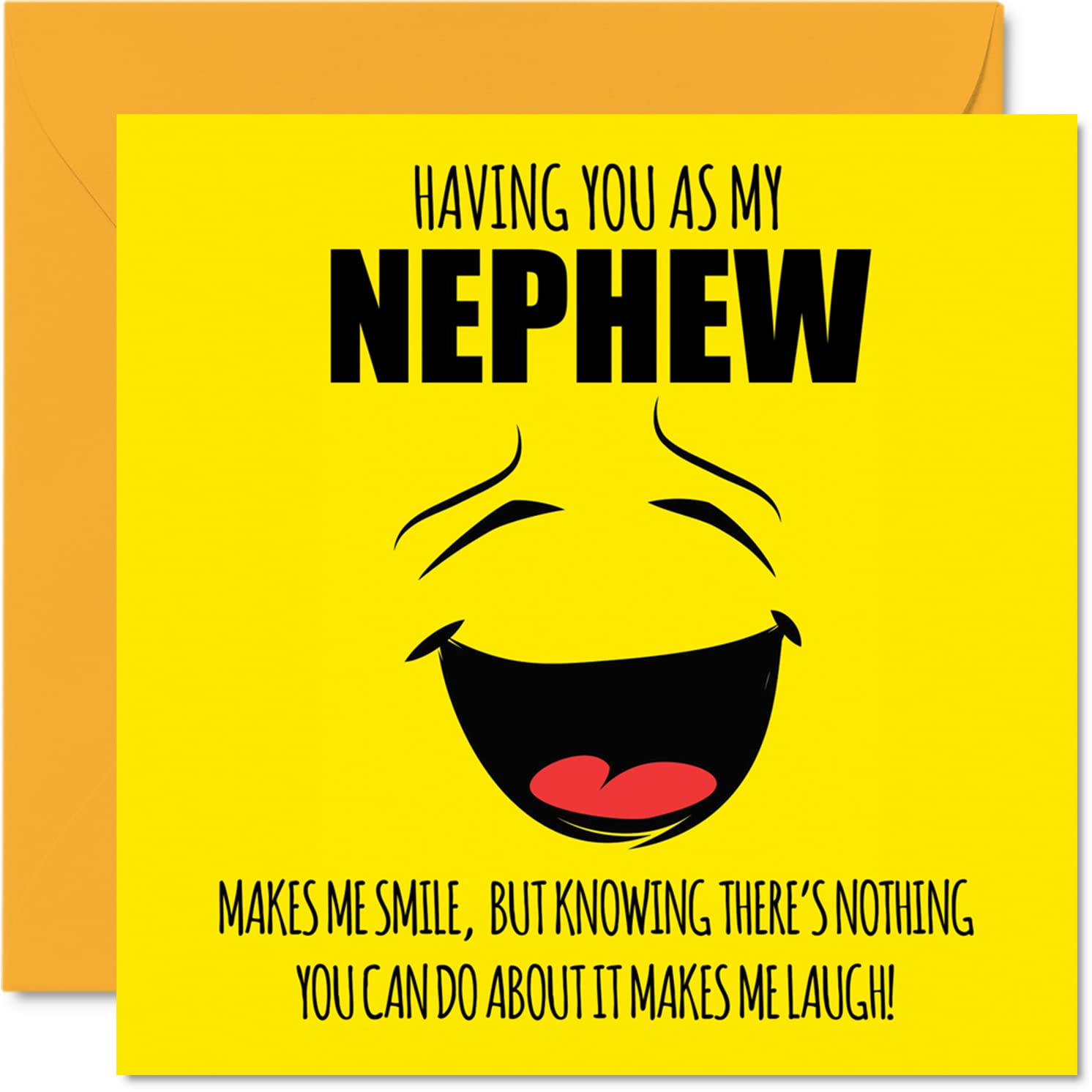 Funny Birthday Cards for Nephew - Make Me Smile - Joke Happy Birthday Card for Nephew from Aunt Uncle, Nephew Birthday Gifts, 5.7 x 5.7 Inch Birthday Greeting Cards Gift for Nephew