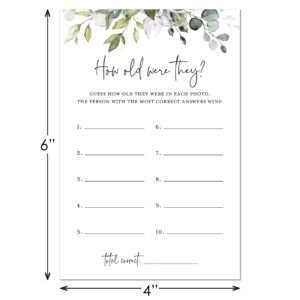 InvitationHouse How Old Were They Bridal Shower Game, Baby Shower Game - 48 Cards (Greenery)