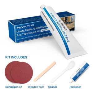 Quartz Countertop Chip Repair Kit (White), Marble and Granite Repair to Fix Nicks, Chips, Scratches on Granite, Marble, Porcelain, Corian, Travertine, Quartz, Acrylic and Other Natural Stone Surfaces