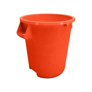 sparta bronco waste container trash container, round trash bin for disposal, 10 gallons, orange