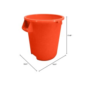 SPARTA Bronco Waste Container Trash Container, Round Trash Bin for Disposal, 10 Gallons, Orange