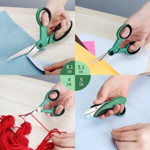 Chevining Fabric Scissors Professional Sewing Scissors For Fabric Cutting Contains 1 Fabric Scissor 1 Detail Scissor 1 Embroidery Scissor and 1 Thread Scissor Green*