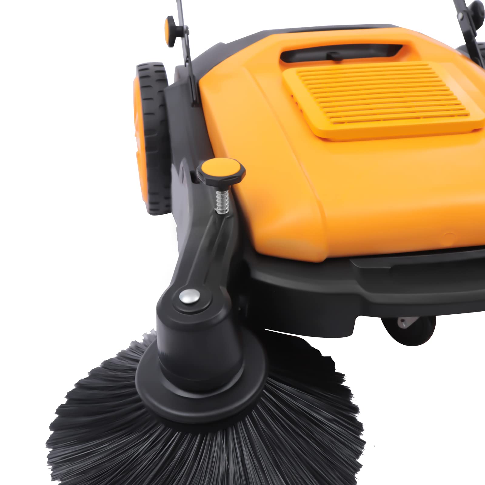 Industrial Floor Sweeper Machine 41" Hand Push Sweeper Broom Large Area Outdoor Commercial Walk Behind Sweeper Cleaning Tool with 14.5 Gal Trash Bin for Garage, Driveway, Hotel