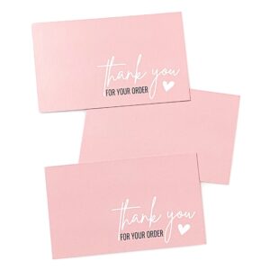 RXBC2011 Thank you for your order Card Thank you Cards Package Insert for online business Pack of 100 pink