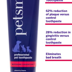 Petsmile Professional Pet Toothpaste - Cat & Dog Teeth Cleaning Supplies - Controls Plaque, Tartar, & Bad Breath - VOHC Accepted Toothpaste - Pet Dental Care Essentials (Rotisserie Chicken, 2.5 Oz)