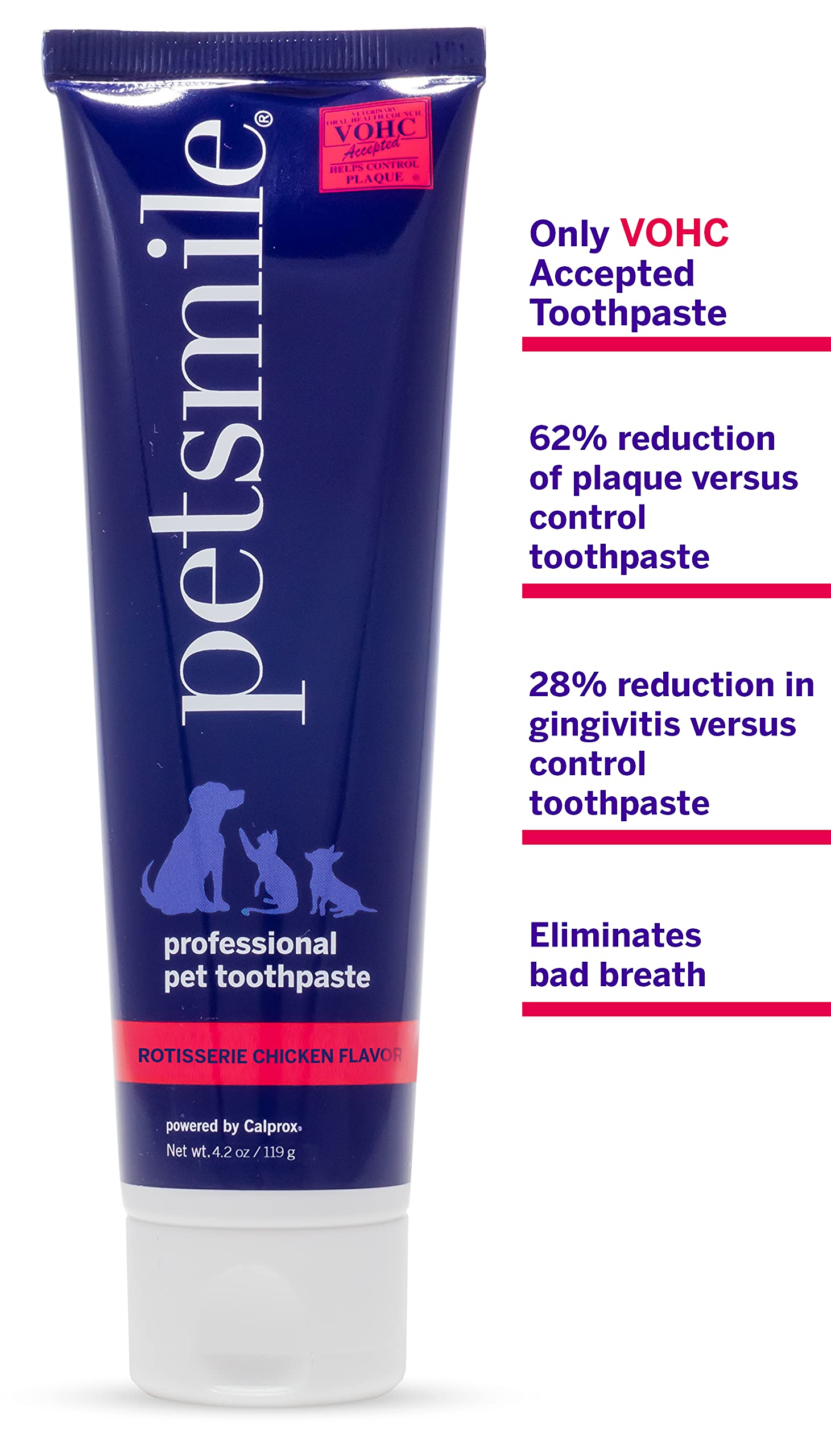 Petsmile Professional Pet Toothpaste - Cat & Dog Teeth Cleaning Supplies - Controls Plaque, Tartar, & Bad Breath - VOHC Accepted Toothpaste - Pet Dental Care Essentials (Rotisserie Chicken, 2.5 Oz)