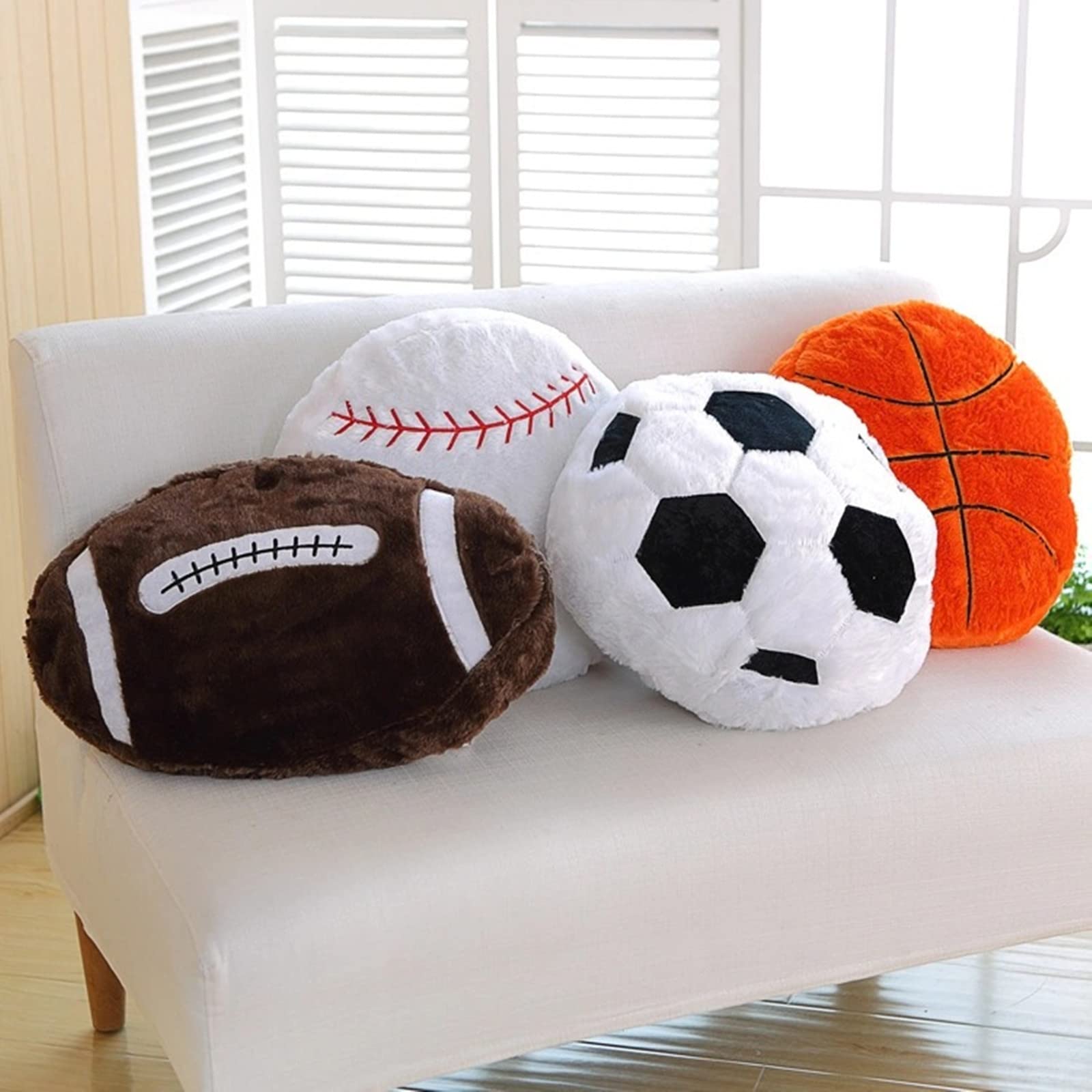 18 Inch Football Throw Pillow Sports Pillow Soccer Plush Pillow Sport Theme Cushion Stuffed Pillow Soft and Durable Sports Toy Pillow Suitable forSofa Decorations andChildren's Giftsfor BoysandGirls