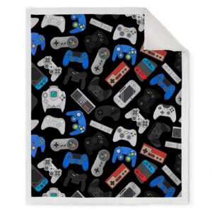 Jekeno Video Game Blanket Gifts for Gaming Boys Men Girls Teen Kids Adults Gamer Christmas Birthday Presents Decor Home Bedroom Living Room Couch Sofa Soft Cozy Gamepad Sherpa Throw 50"x60"