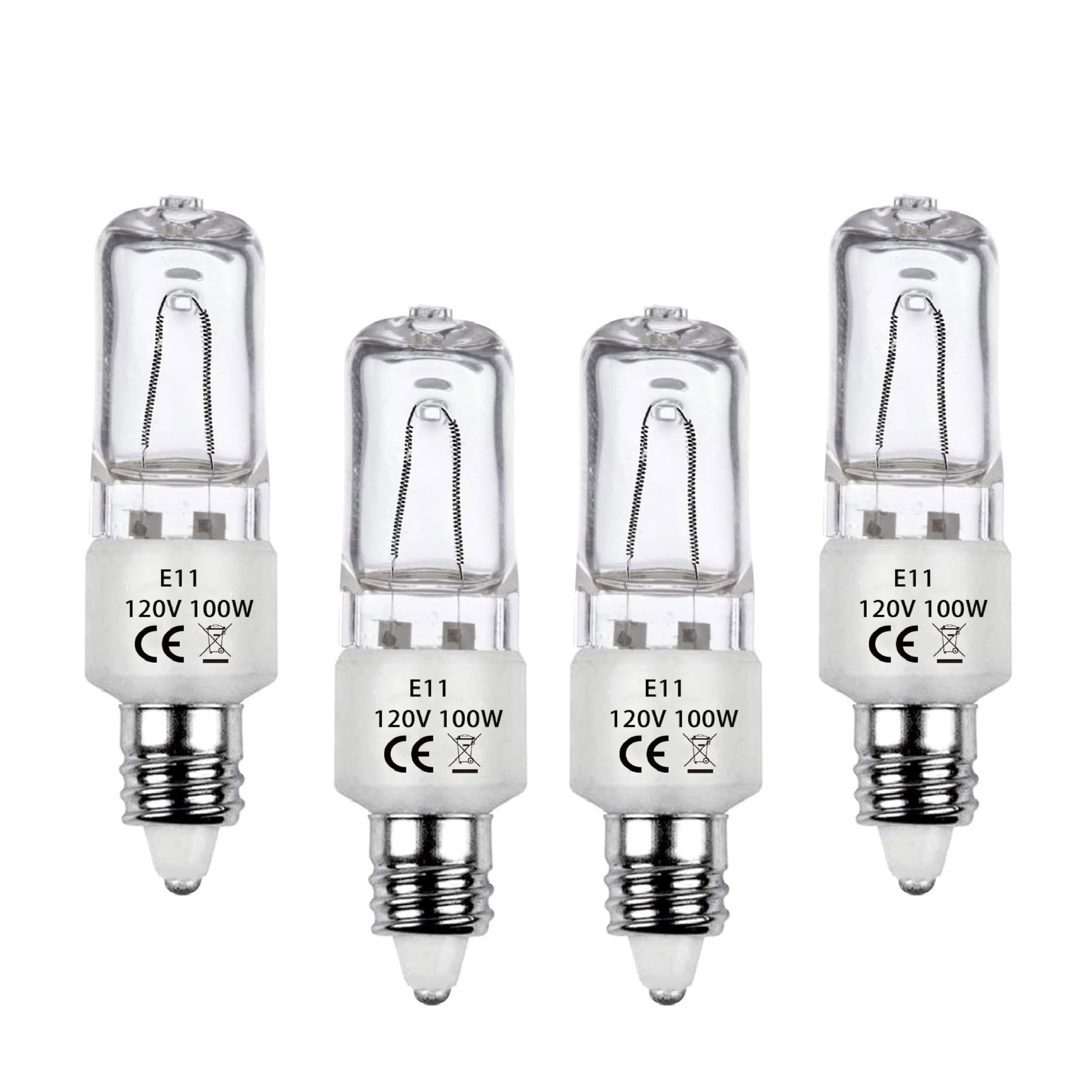 ETUOLMP E11 Halogen Bulb JDE11 120V 100W 2700K Dimmable Halogen Light Bulbs 4 Pack T4 E11 Light Bulb for Ceiling Fan,Harbor Breeze,Mini Candelabra,Chandeliers etc.