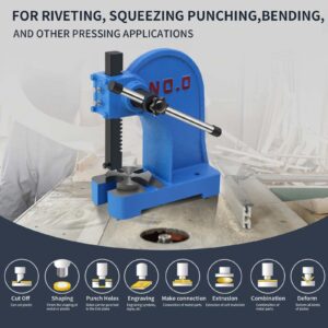 PNBO Manual Arbor Press 0.5 Ton,Heavy Duty Cast Iron Desktop Punch Press Machine, for Riveting Punching Holes