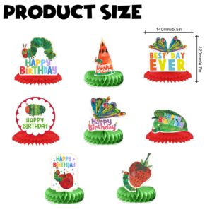 Cartoon Very Hungry Little Green Caterpillar Happy Birthday Honeycomb Centerpieces Insects Theme Decor for Boy Girl 1st Birthday Party Baby Shower Favors Supplies Decorations Photo Studio Booth Props