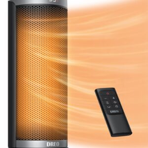 Dreo Space Heaters for Indoor Use, Electric Heater with Remote for Bedroom Large Room, 16 inch Upgraded 1500W Fast Heating with Thermostat, Overheating & Tip-Over Protection, 70°Oscillating, Portable