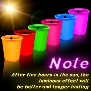 Sureio 12 Pieces Glow in the Dark Necklace Shot Glass Necklaces Glowing Neon Beaded Necklace Light up Cup Shaped for Weddings BBQ Beach Holidays Birthday Bachelorette Neon Party Supplies, 6 Colors