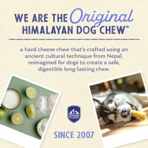 Himalayan Dog Chew Original Yak Cheese Dog Chews, 100% Natural, Long Lasting, Gluten Free, Healthy & Safe Dog Treats, Lactose & Grain Free, Protein Rich, Mixed Sizes, 2 Sticks (521139)