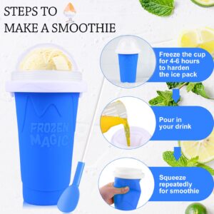 DIY Slushy Maker Cup 2 Pack, Double Layers Silica Cup,Smoothie Pinch Ice Cup, Frozen Magic Squeeze Cup, Cooling Maker Cup, Freeze Mug Tools, Portable Squeeze Icy Cup