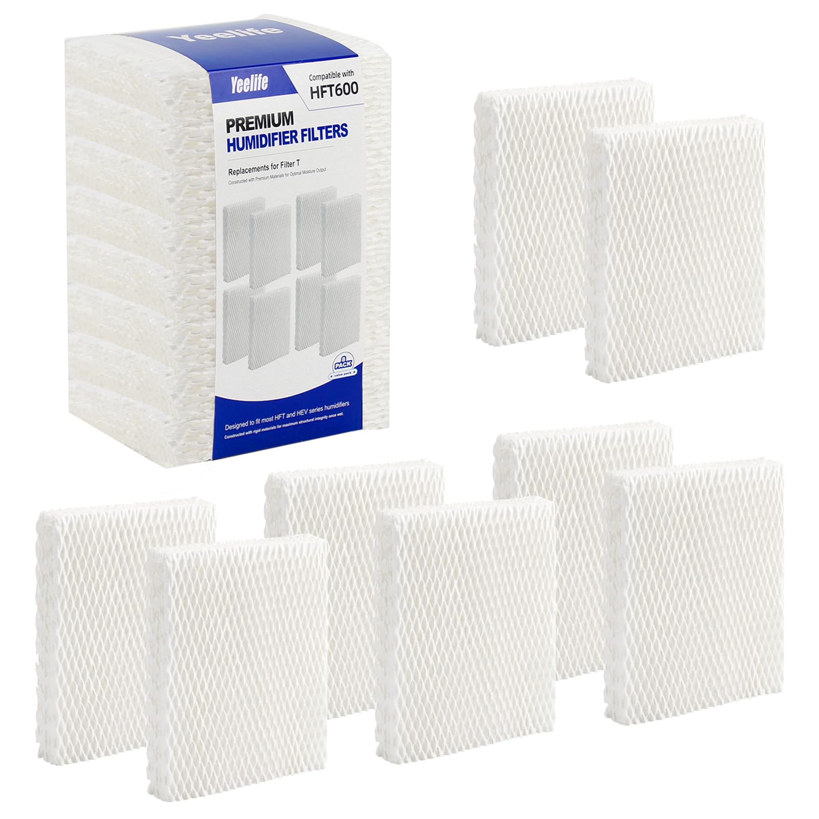 Yeelife 8 Pack HFT600 Filter Replacement for Honeywell Filter t, Honeywell Humidifier HEV615, HEV620, Compare to Part HFT600T HFT600PDQ