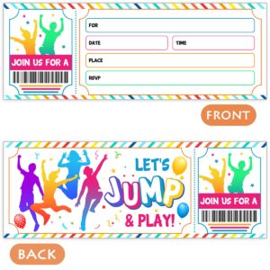 Simimi art 30 Bounce House or Jumping Party Ticket Invitations with Envelopes - Trampoline Jump Birthday Invite - Trampoline Birthday Party (white)