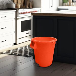 SPARTA Bronco Waste Container Trash Container, Round Trash Bin for Disposal, 10 Gallons, Orange