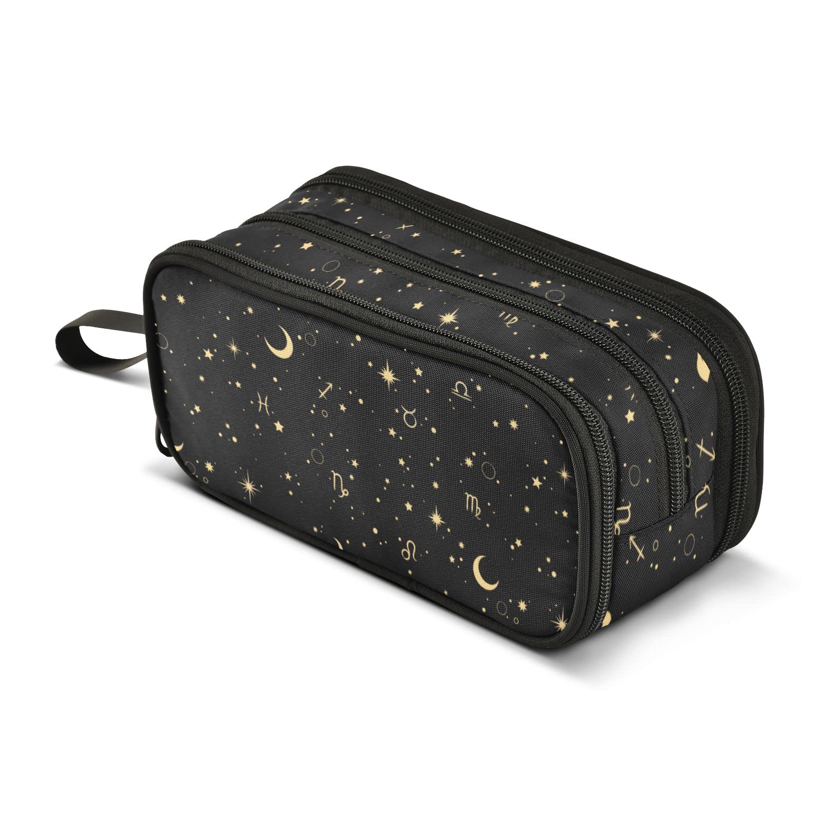 ALAZA Moon Star Zodiac Pencil Case Nylon Pencil Bag Portable Stationery Bag Pen Pouch with Zipper for Women Men College Office Work