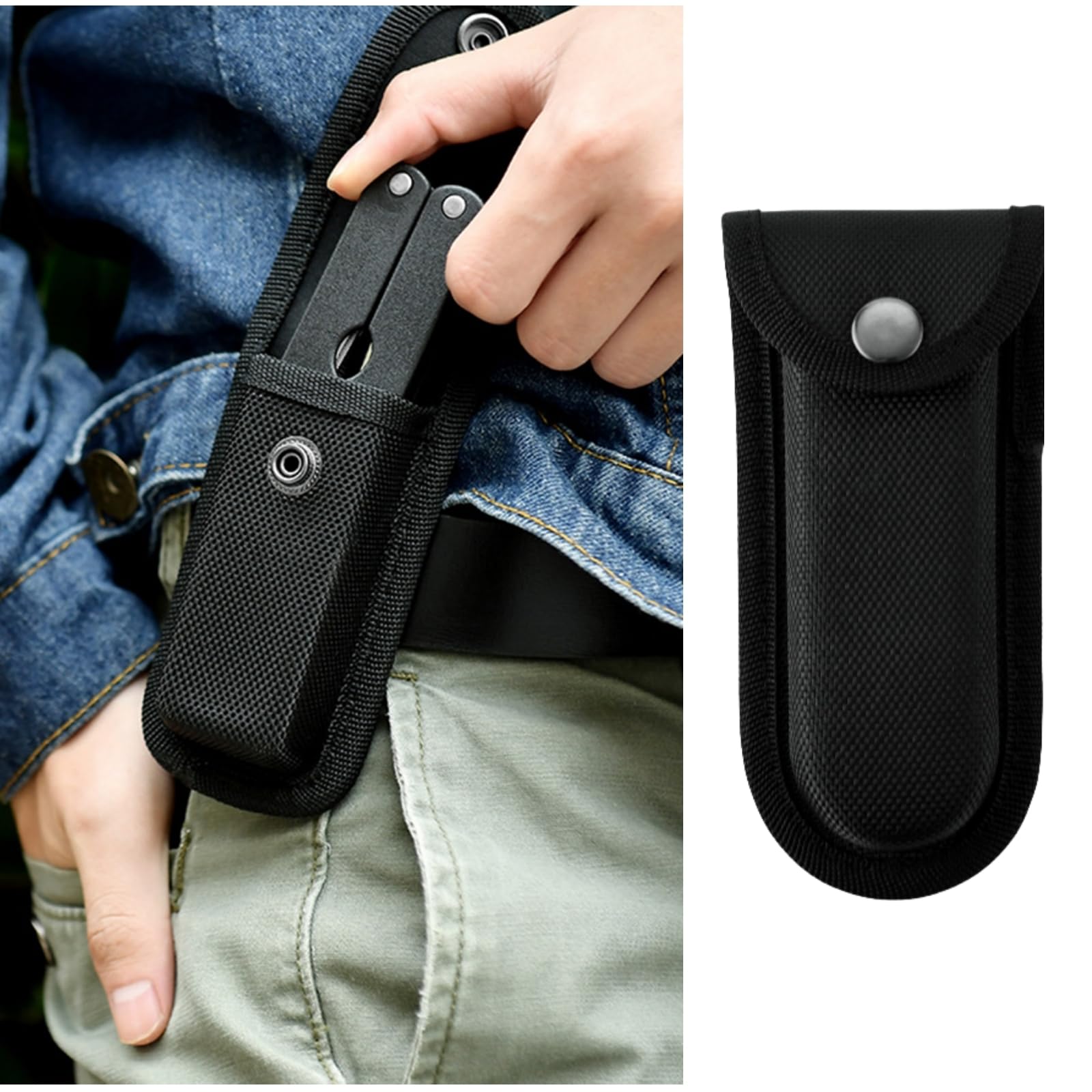 Multitool Sheath, Knife Sheath Holster with Belt Loop, Knife Pouch Fit 5" Folding Knife, Pocket Knife Holder for Belt, Small Knife Holster, Tactical Knife Case for Carrying Trapper Knife