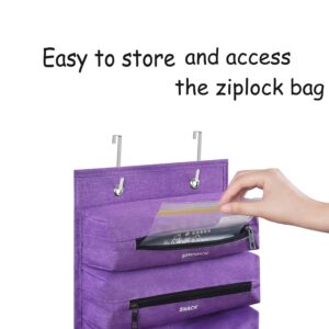 Ziplock Bag Organizer Compatible with Ziploc Gallon, Quart, Sandwich & Snack Food Storage Bag, Kitchen Plastic Bag Storage Organizer for Kitchen RV Camper (Purple)