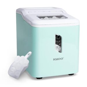 igloo automatic ice maker, self- cleaning, countertop size, 26 pounds in 24 hours, 9 large or small ice cubes in 7 minutes, led control panel, scoop included, perfect for water bottles, mixed drinks