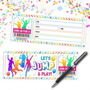 Simimi art 30 Bounce House or Jumping Party Ticket Invitations with Envelopes - Trampoline Jump Birthday Invite - Trampoline Birthday Party (white)