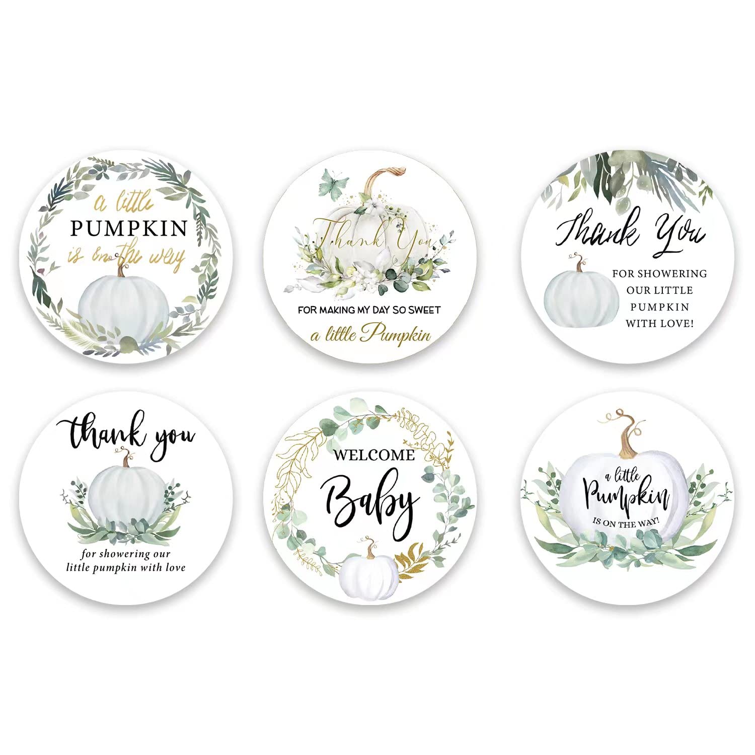 90 Little Pumpkin Baby Shower Thank You Stickers, Baby Shower Party Favor Stickers,Fall Themed Baby Shower Favor Stickers (2 Inch)