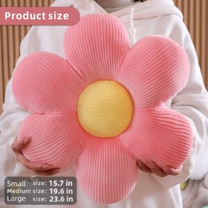 YILANLAN Cute flower pillow plush floor pillow cartoon thick plush office chair sitting tatami flower cushion cushion simple room decoration (40cm*40cm, White)