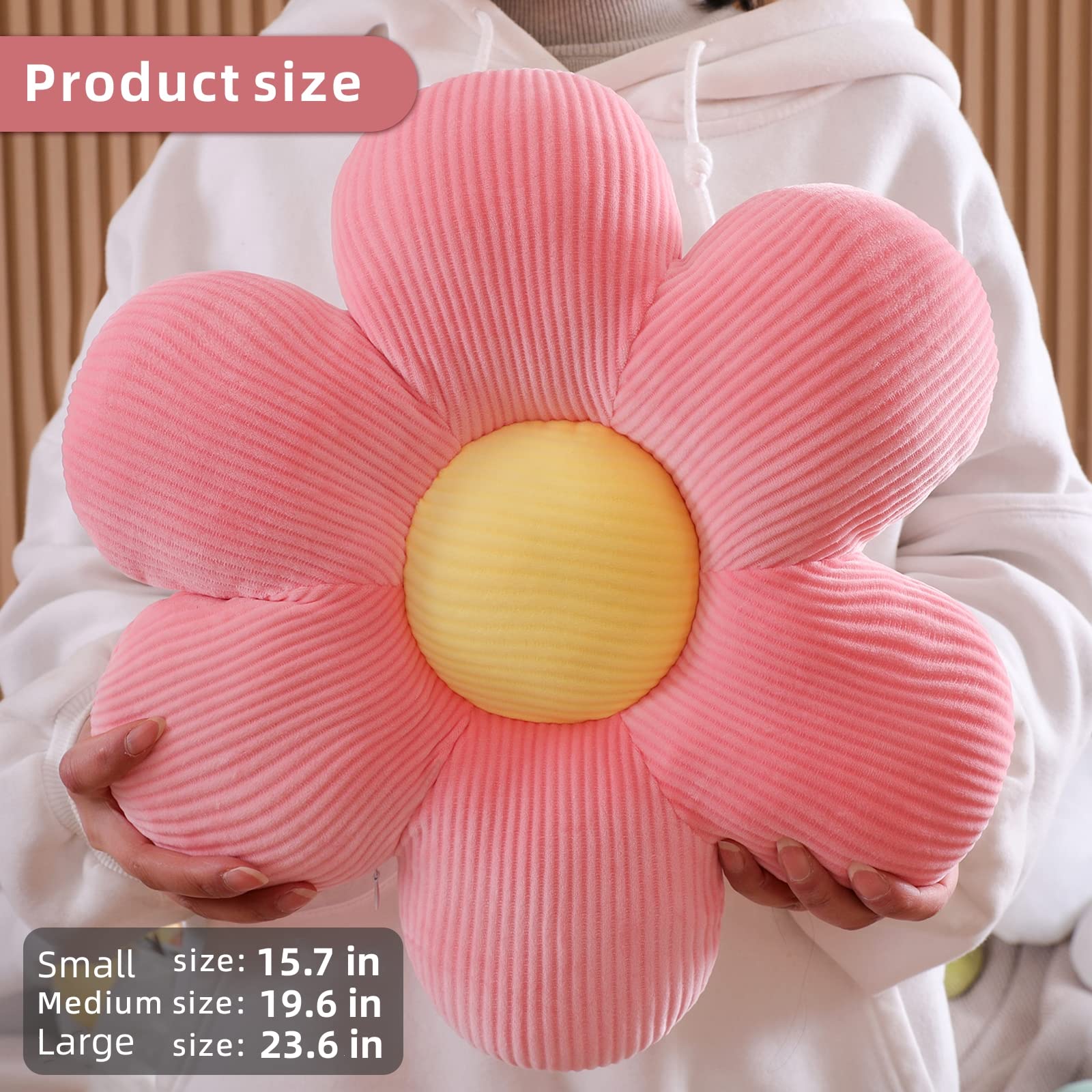 YILANLAN Cute flower pillow plush floor pillow cartoon thick plush office chair sitting tatami flower cushion cushion simple room decoration (40cm*40cm, White)