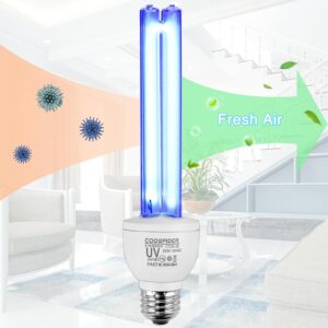 25 Watts UVC Lamp Ozone Free UVC Light Bulb with Base and 3-Gear Timer 253.7nm Wavelength UV Light for Bedroom/Closet/Kitchen/Bathroom E26 110V CTUV-25