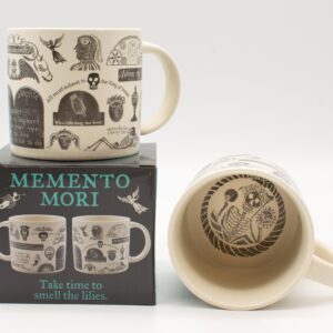 The Unemployed Philosophers Guild Memento Mori Coffee Mug - Features Classic Images Taken from Burial Monument Carvings, Comes in a Gift Box, 14 oz