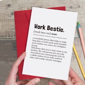 Ogeby Work Bestie Definition Card, Funny Birthday Card for Coworker Her, Humor Leaving Card for Work Friend