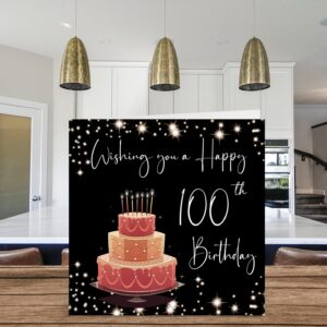 100th Birthday Card for Women Men - Stylish Elegant - Happy Birthday Cards for 100 Year Old Woman Great Grandma Grandpa Mom Dad Papa Aunt, 5.7 x 5.7 Inch One Hundred One-Hundredth Greeting Cards Gift