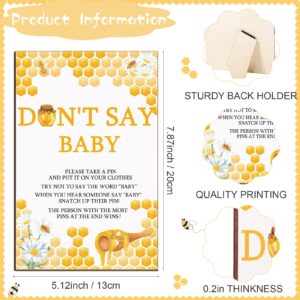 Unittype 51 Pcs Don't Say Baby Shower Game Supplies Include Bee Theme Baby Shower Sign and 50 Mini Bee Clothespins for Boys Girls Gender Reveal Baby Shower Prizes Game