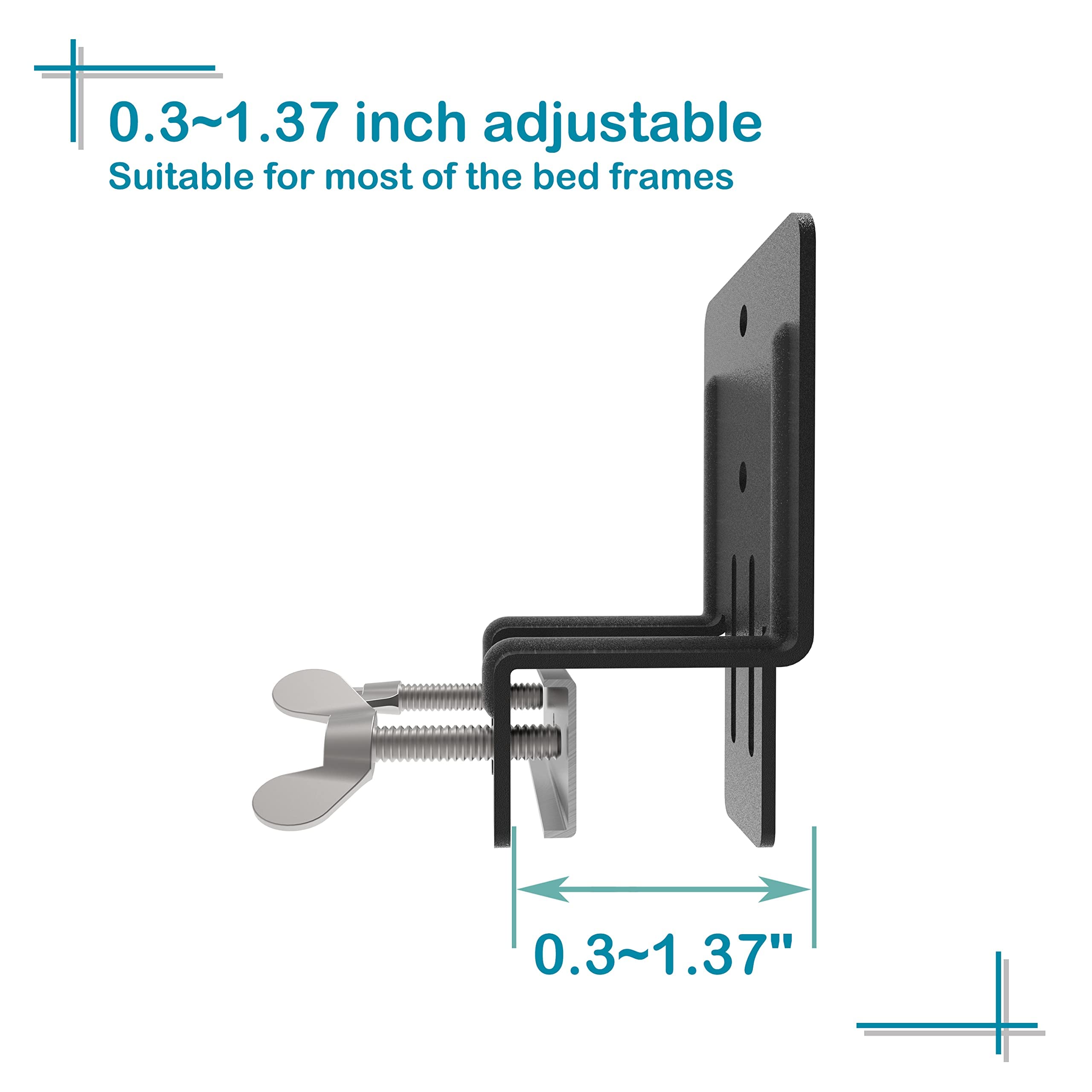 Uliesc Headboard or Footboard Brackets Connector, Attach Headboard to Platform Metal Bed Frame, Adjustable Durable Steel Traditional Headboard Brackets Black Set of 2