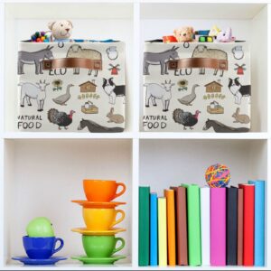 xigua Farm Animals Storage Basket Storage Bin Organizer Basket, Foldable Rectangular Storage Box with Handles for Home Office