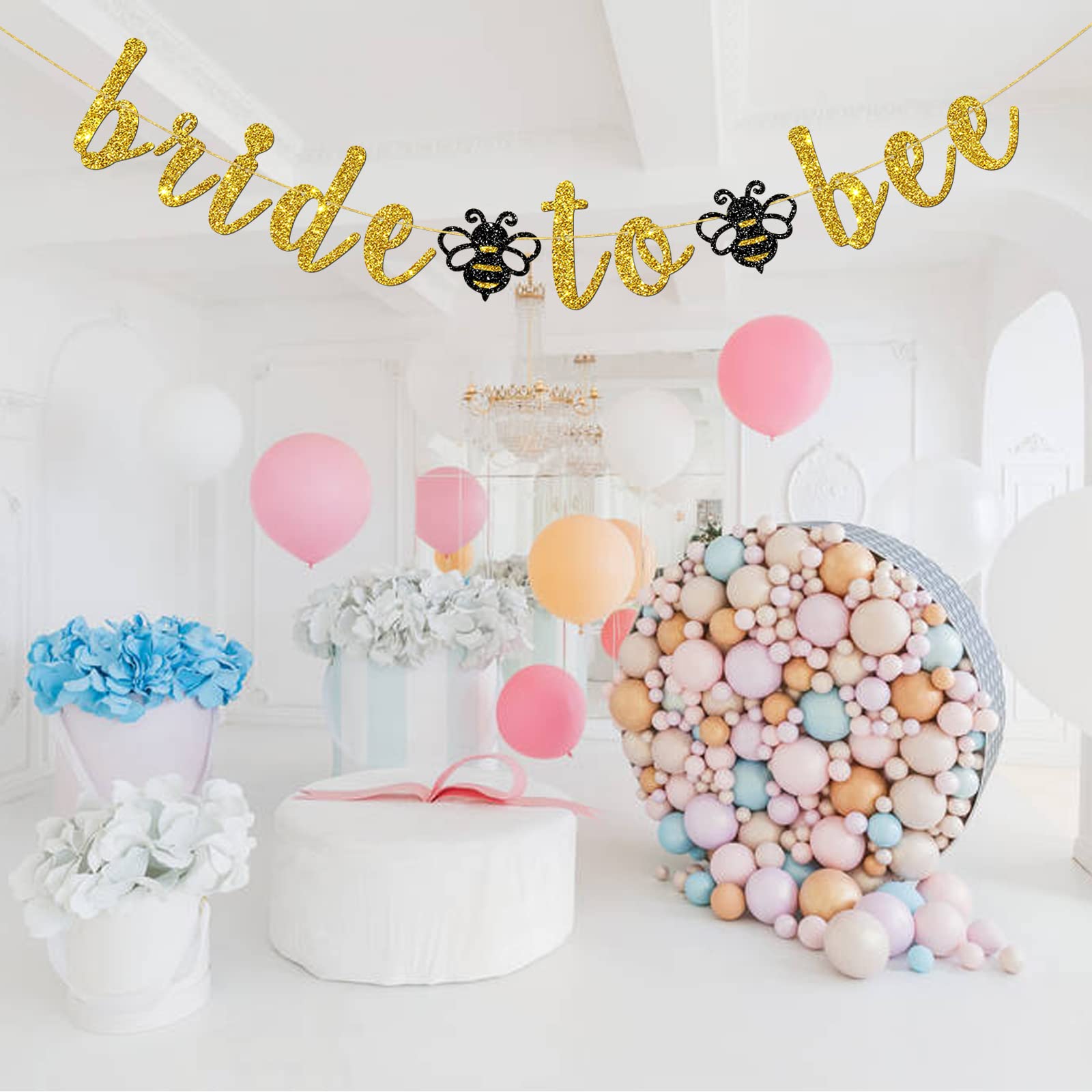 INNORU Bride to Bee Banner, Bridal Shower Party Decorations, Wedding Bee Party, Bee Engagement Bachelorette Party Decoration Gold Glitter