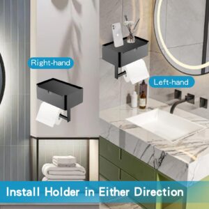 VIJAY SENO Black Toilet Paper Holder with Wipes Storage Wall Mount(Drilling/Adhesive), Toilet Paper Wipes Holder for Bathroom - Hide Your Wipes-SUS304 Stainless Steel(Large)