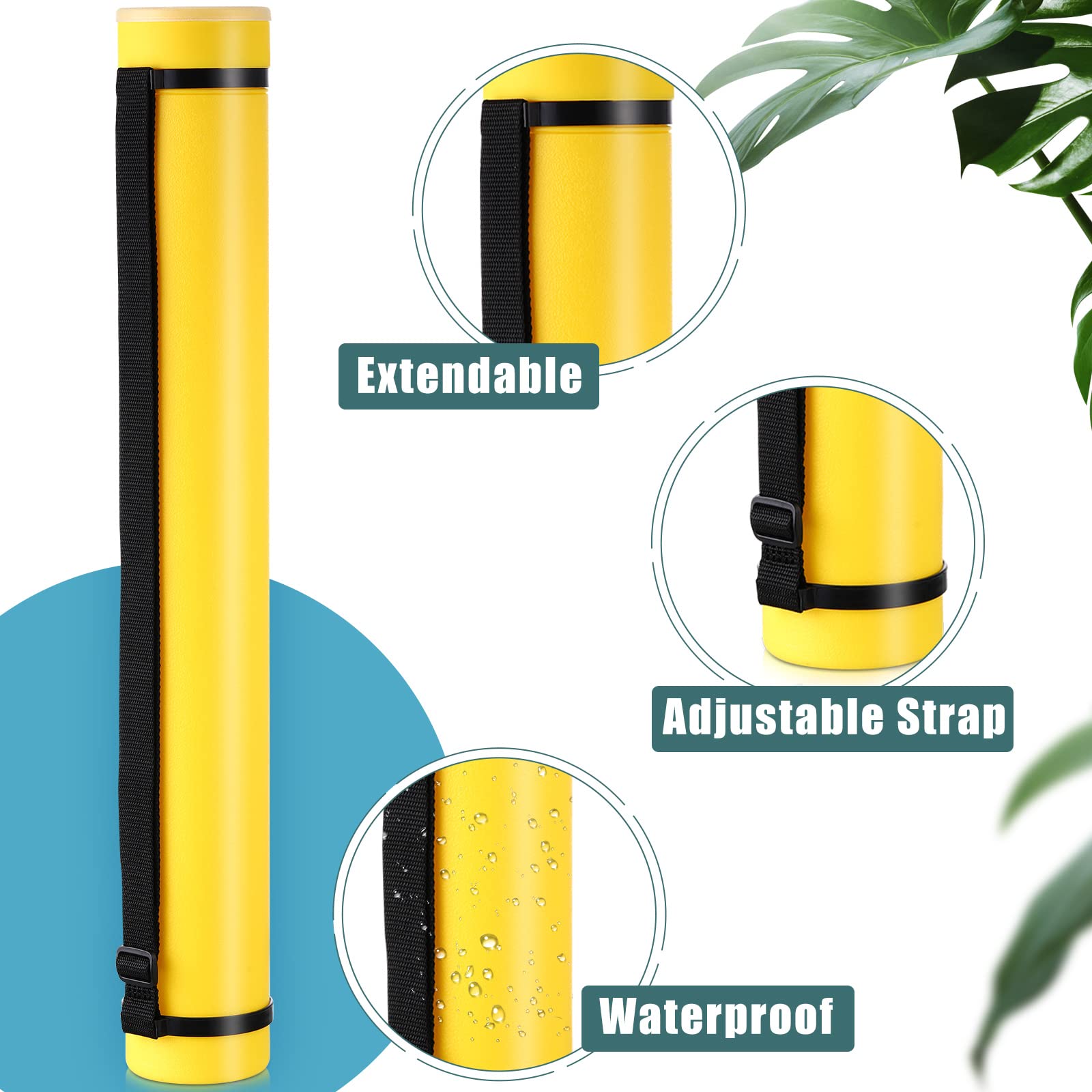 3 Pcs Extendable Poster Tubes Plastic Poster Document Storage Tube with Carrying Strap 24-40 Inch Expanding Blueprint Holder Telescoping Tube with Cap Waterproof Art Poster Tubes (Yellow, Blue, Black)