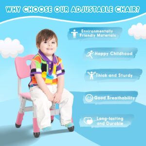 JIAOQIU Kids Chair Height Adjustable Toddler Chair Max Load 220LBS Plastic Indoor Outdoor Chair for Children Age 1-6 School Home Daycare Use Pink