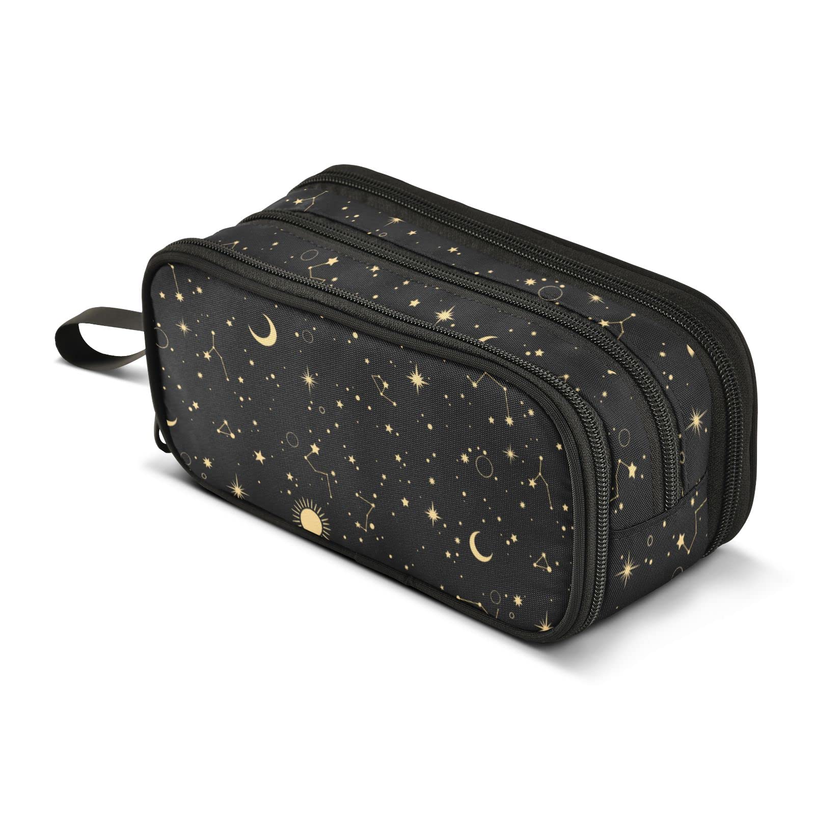 ALAZA Moon Sun Starry Night Pencil Case Nylon Pencil Bag Portable Stationery Bag Pen Pouch with Zipper for Women Men College Office Work