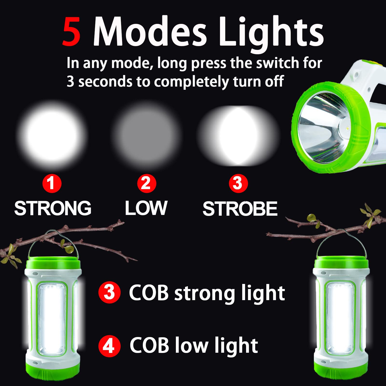 Solar Camping Lantern Rechargeable Camping Lights,4000mah Power Bank for Power Outage Supplies Emergency Lights for Home Power Failure,1000LM Lantern Light Solar Lamps,6 Modes Long Battery Life